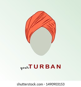 orange turban simple flat vector illustration