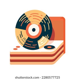orange turntable design over white