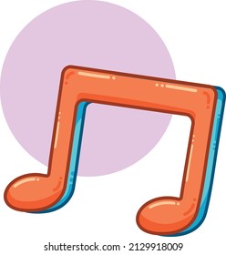 Orange and turquoise musical note Vector Illustration with Fun Color and Clean Lines isolated on plain white background. Pop pictogram with cartoon art style for music theme.