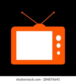 Orange TV vector icon on a black background