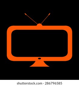 Orange TV vector icon  on a black background