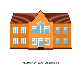 Orange two-story house. Vector illustration.