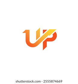 Orange UP U P initial Monogram Elevate Arrow Logo Design Vector