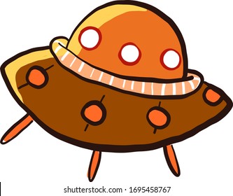 Orange UFO, illustration, vector on white background