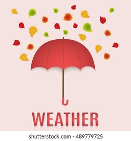 orange umbrella with colorful leaves