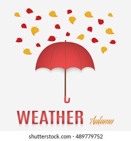 orange umbrella with colorful leaves