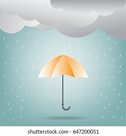 Orange Umbrella Rain Vector Background Stock Vector (Royalty Free ...