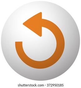 Orange Undo icon on sphere isolated on white background
