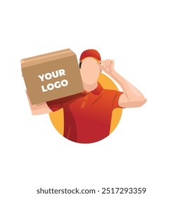 Orange Uniformed Courier Delivering Various Parcels