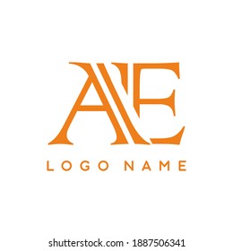 Orange unique AE letter vector logo template
