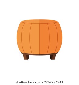 Orange upholstered stool for use in home decor lounge or furniture catalog concepts