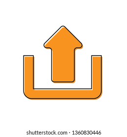 Orange Upload icon isolated on white background. Up arrow. Vector Illustration