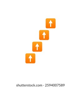 Orange Upward Arrow Cube Design Step by Step Process Steps Concept