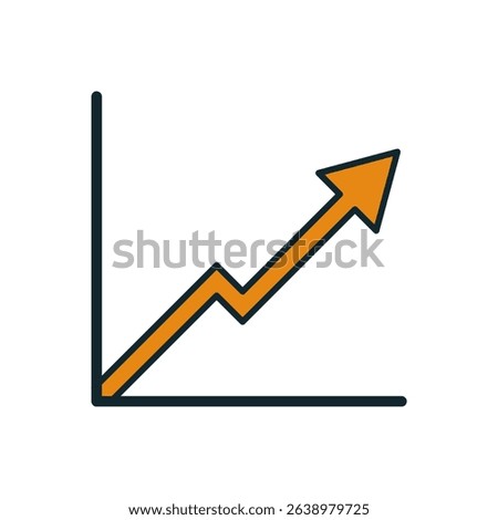 Orange Upward Trend Line Chart with Sharp Angles on White Background in Flat Minimal Style