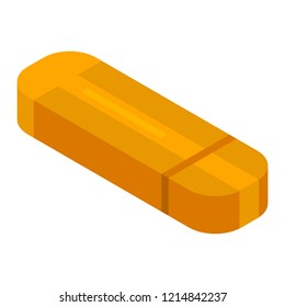 Orange usb flash icon. Isometric of orange usb flash vector icon for web design isolated on white background