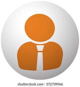 Orange User Profile icon on sphere isolated on white background