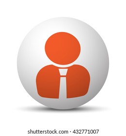 Orange User Profile icon on white ball