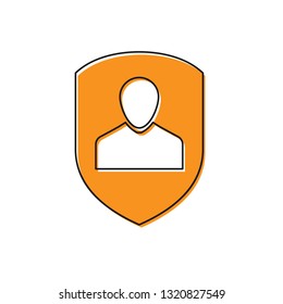 Orange User protection icon isolated on white background. Secure user login, password protected, personal data protection, authentication icon. Vector Illustration