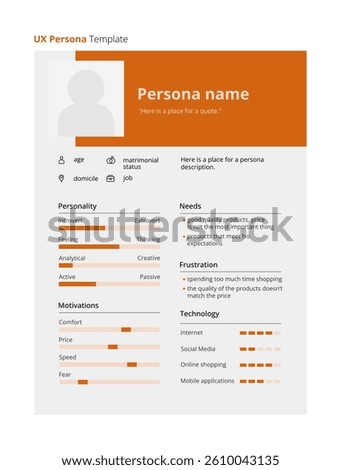 Orange UX persona vector template.