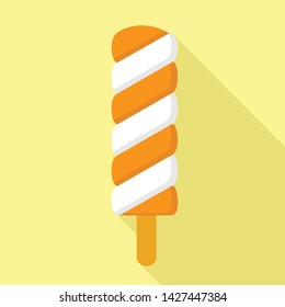 Orange vanilla popsicle icon. Flat illustration of orange vanilla popsicle vector icon for web design