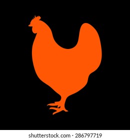 Orange Variety silhouettes chicken on a black background