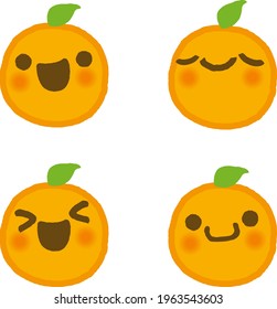 orange Various and cute positive smiling expressions of fruit characters