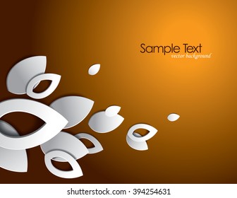 Orange Vector Background with 3D Leaves.