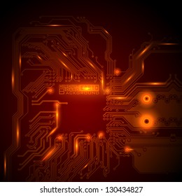 Orange vector background with a electronic texture