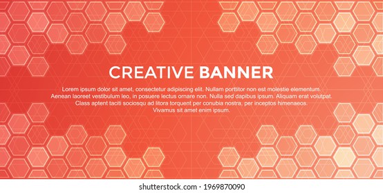 Orange vector background with hexagon texture. Modern technology wallpaper theme