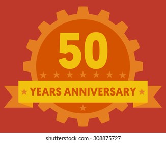 Orange vector badge of 50 years anniversary