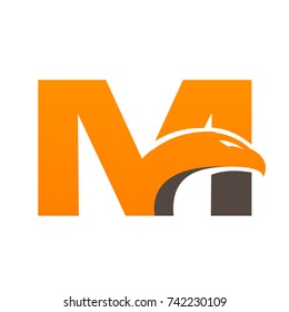 Orange Vector Bold Eagle Initial M Logo