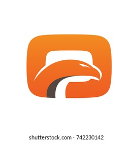 Orange Vector Bold Eagle Initial O Logo