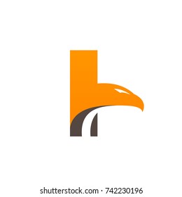 Orange Vector Bold Eagle Initial I Logo