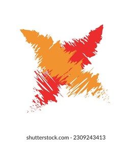 diseño de elementos de pincel de vector naranja, trazos de pincel naranja, plantilla de diseño de elementos de pincel rojo naranja