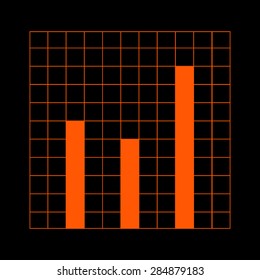 Orange  Vector Business Growing Chart Presentation Icon on a black background
