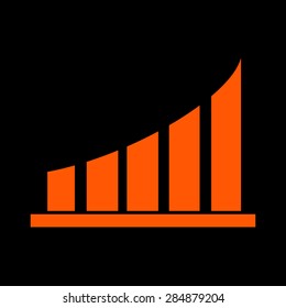 Orange   Vector Business Growing Chart Presentation Icon on a black background
