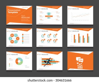 orange vector business presentation slides Template . graphs and charts  presentation . background slides design.flat style.