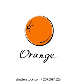 Orange vector cartoon flat illustration. Citrus mandarine tangerine, clementine sign. Fruit and vegetable logo