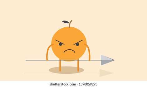 orange vector character expression angry. fruit character vector. orange character illustration