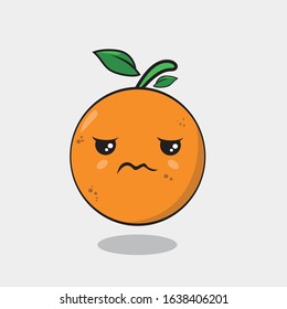 orange vector character expression angry. fruit character vector. orange character illustration, Cute orange character with angry expression vector illustration.