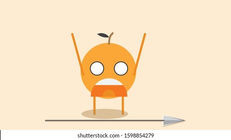orange vector character expression shocked. fruit character vector. orange character illustration