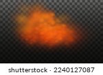 Orange vector cloudiness ,fog or smoke on dark checkered background.Set of Cloudy sky or smog over the city.Vector illustration.
