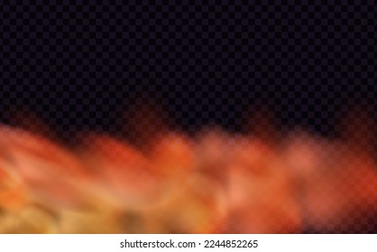Orange vector cloudiness ,fog or smoke on dark checkered background.Set of cloudy sky or smog over the city.Vector illustration.