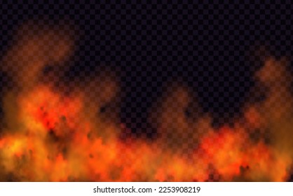 Orange vector cloudiness ,fog or smoke on dark checkered background.Set of Cloudy sky or smog over the city.Vector illustration.