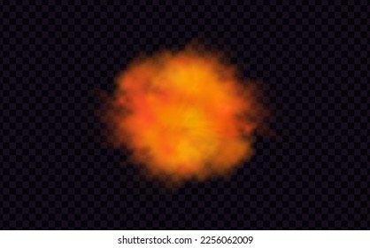 Orange vector cloudiness ,fog or smoke on dark checkered background.Set of Cloudy sky or smog over the city.Vector illustration.