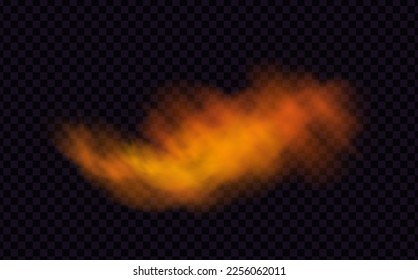 Orange vector cloudiness ,fog or smoke on dark checkered background.Set of Cloudy sky or smog over the city.Vector illustration.