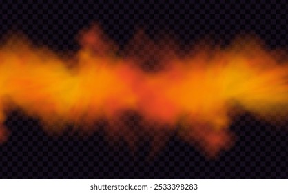 Orange vector cloudiness ,fog or smoke on dark checkered background.Set of Cloudy sky or smog over the city.Vector illustration.