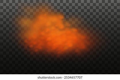 Orange vector cloudiness ,fog or smoke on dark checkered background.Set of Cloudy sky or smog over the city.Vector illustration.