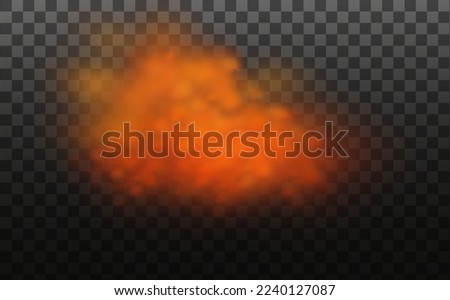 Orange vector cloudiness ,fog or smoke on dark checkered background.Set of Cloudy sky or smog over the city.Vector illustration.