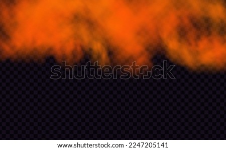 Orange vector cloudiness ,fog or smoke on dark checkered background.Set of Cloudy sky or smog over the city.Vector illustration.